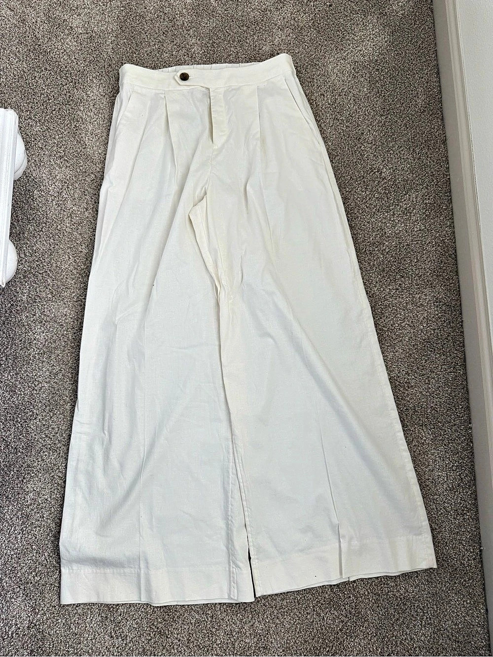 Banana Republic Wide Leg Linen Women's Pants White Size 4 Like New